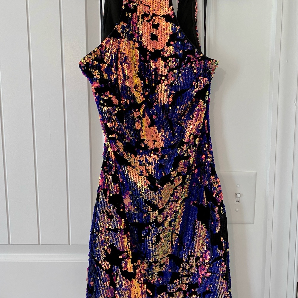 Fashion Nova Vibrant Sequin Backless Dress